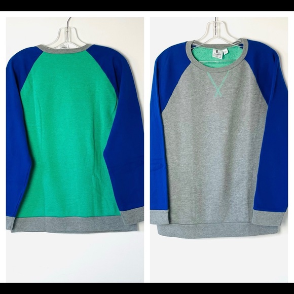 Top Man Size L Sweater Long sleeve Gray Green and Blue - Picture 7 of 15